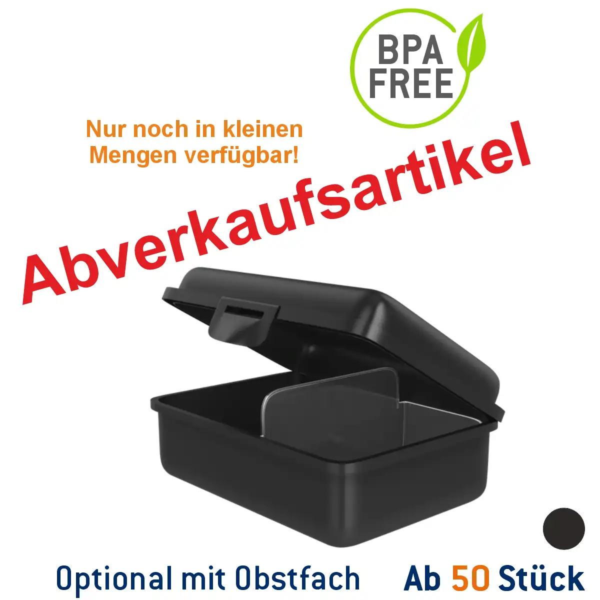 Brotdose Uno Farbe: Schwarz Obst- und Gemüsefach: ohne Fach Druck: ohne Druck